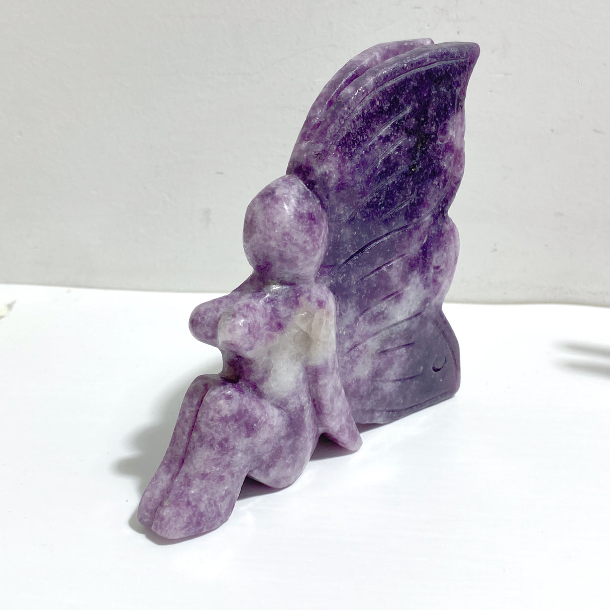 6 Pieces Deep Purple Lepidolite Butterfly Fairy Carving