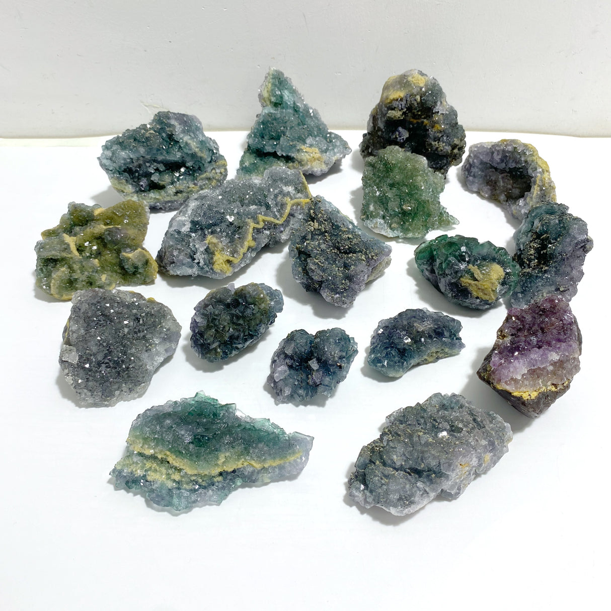 17 Pieces Raw Stone Fluorite Mixed Pyrite Specimen