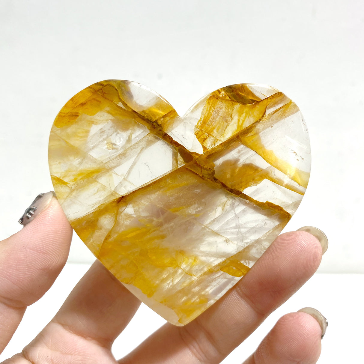 Unique Golden Hematoid Quartz Fire Quartz Heart Wing Carving With Stand
