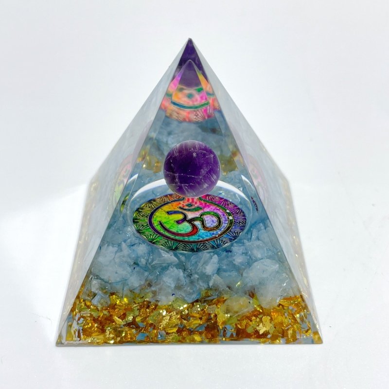 Amethyst Aquamarine Orgone Pyramid Wholesale - Wholesale Crystals