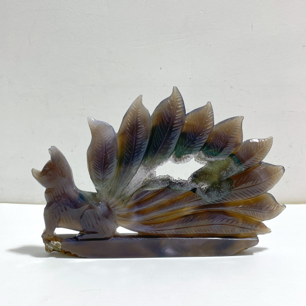 Geode Agate Druzy Nine-tailed Fox Carving #10