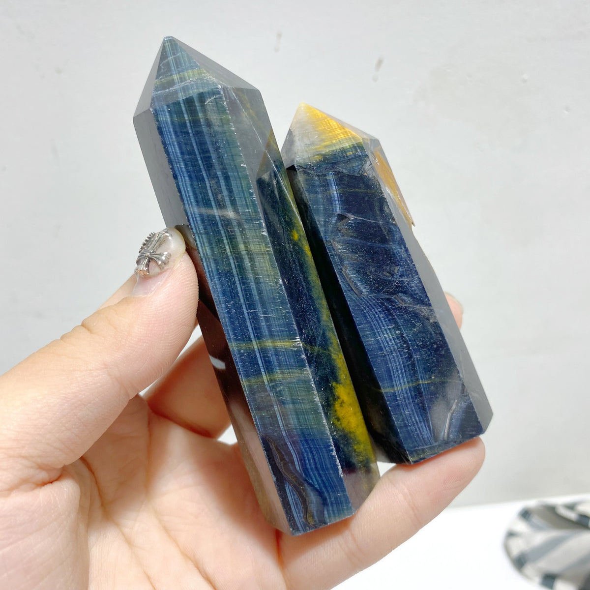 36 Pieces Blue Tiger Eye Mixed Quartz Tower Point