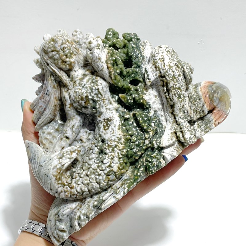 Beautiful 8th Vein Ocean Jasper Mermaid Carving - Wholesale Crystals