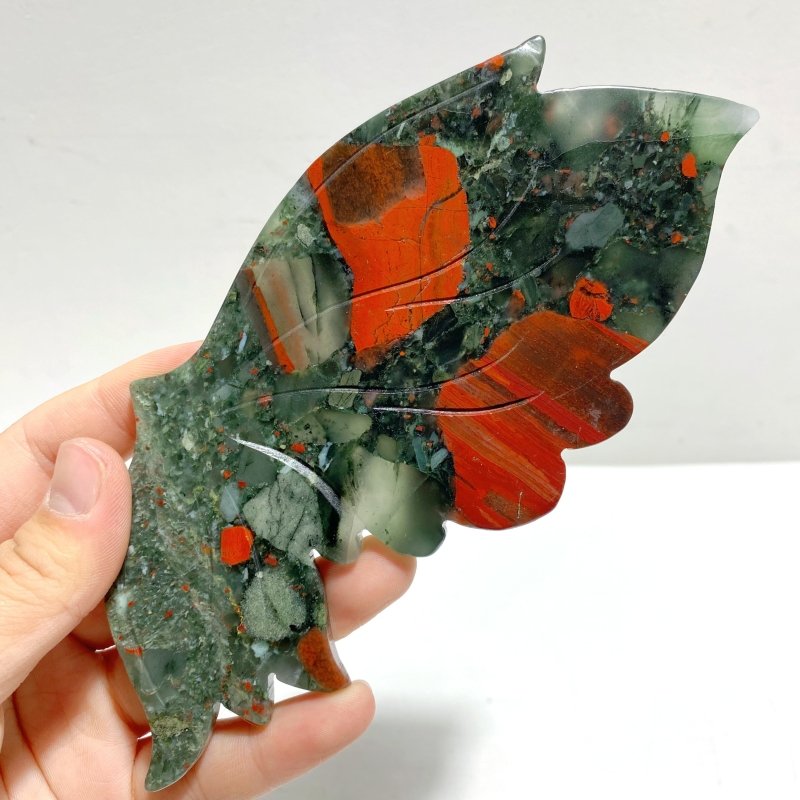 Beautiful Africa Blood Stone Butterfly Wing Carving With Stand - Wholesale Crystals