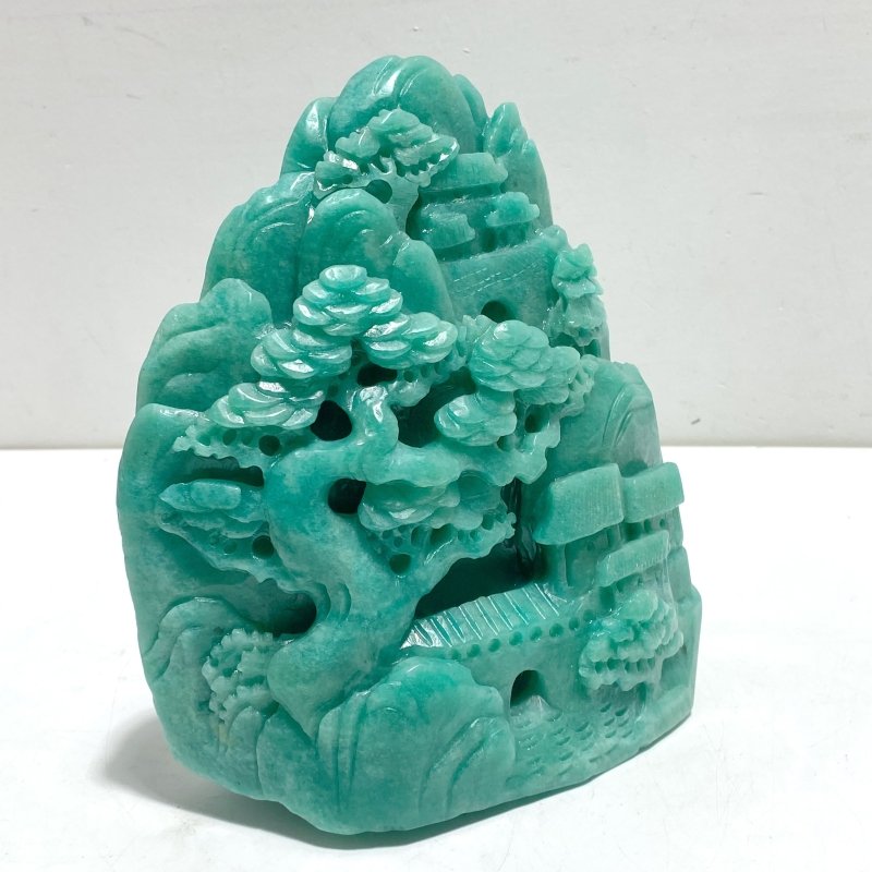 Beautiful Amazonite Landscape Pavilion Carving 1 - Wholesale Crystals