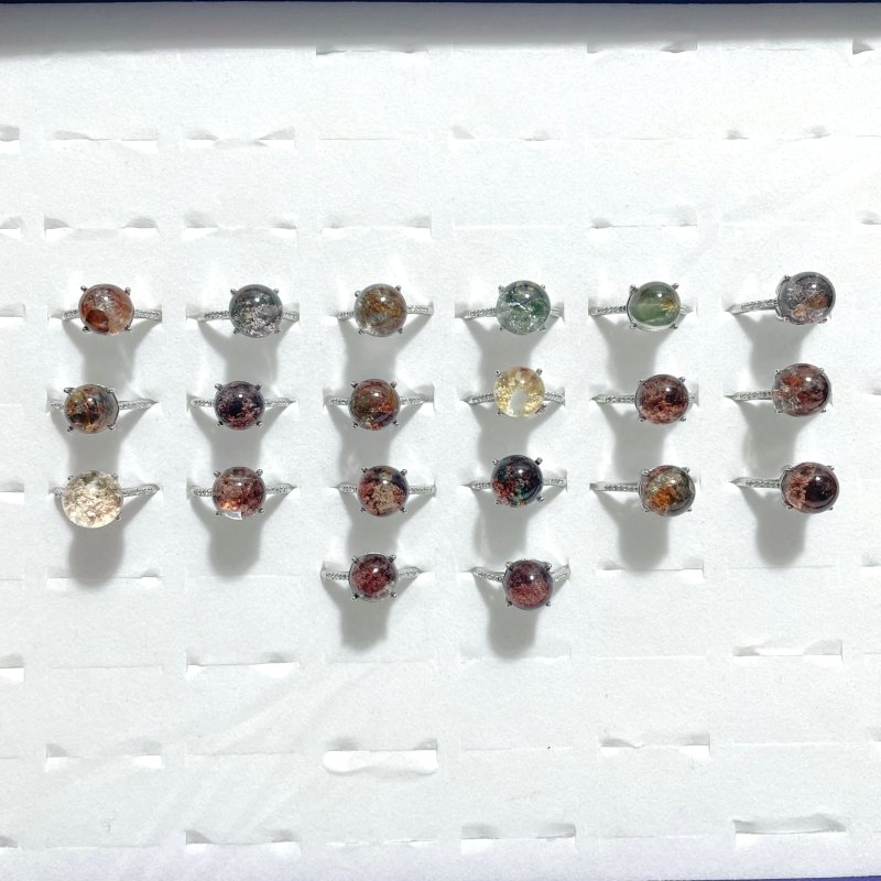 Beautiful Clear Garden Quartz Sphere Rings Wholesale - Wholesale Crystals