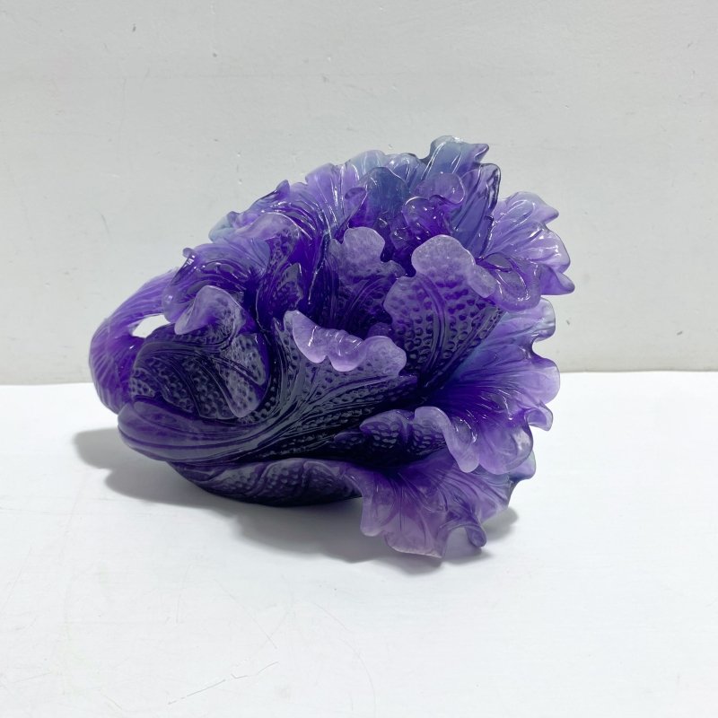 Beautiful Purple Fluorite Chinese Cabbage Carving - Wholesale Crystals