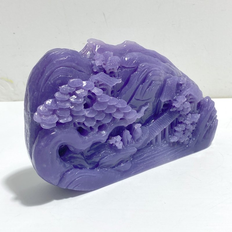 Beautiful Purple Jade Landscape Pavilion Carving 1 - Wholesale Crystals