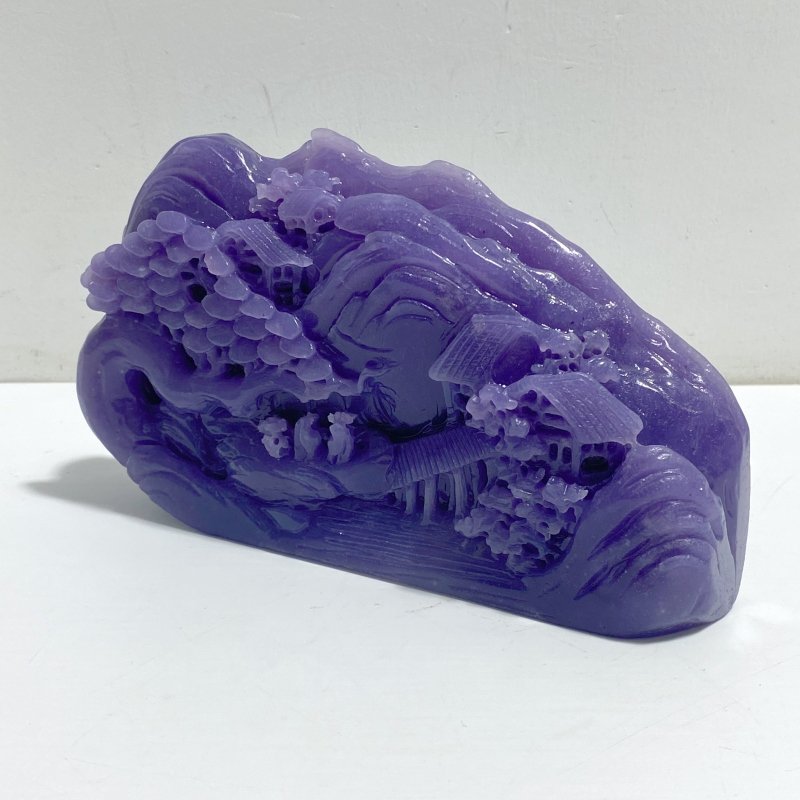 Beautiful Purple Jade Landscape Pavilion Carving 1 - Wholesale Crystals