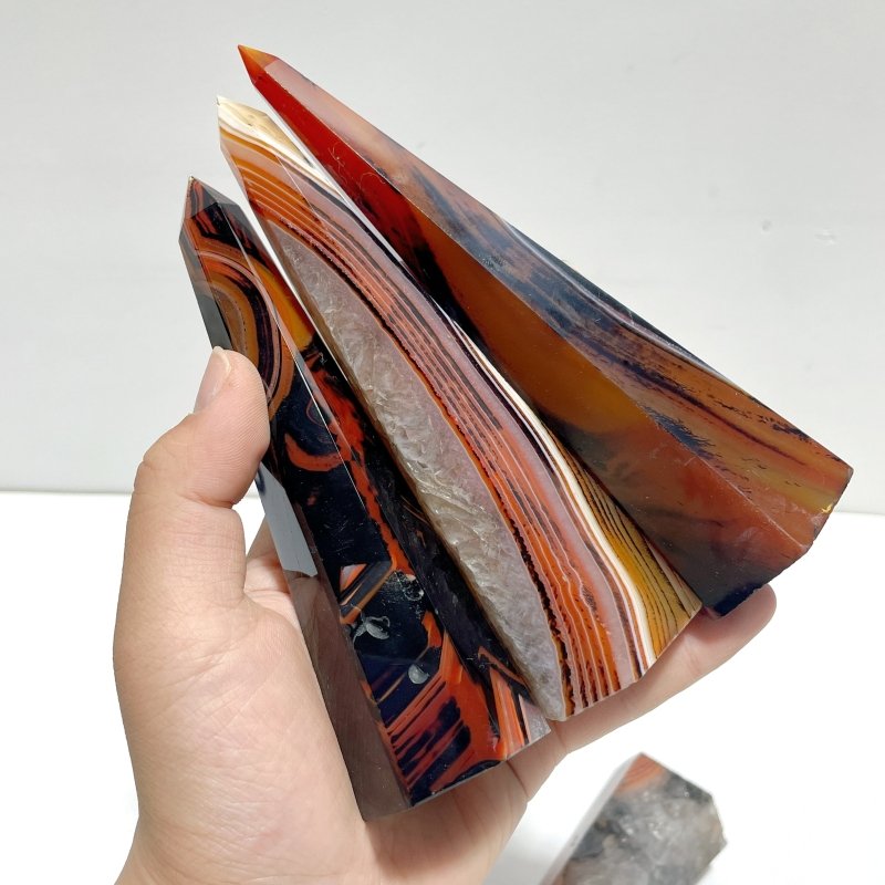 Beautiful Red&Black Stripe Agate Mixed Quartz Obelisk Point Wholesale - Wholesale Crystals