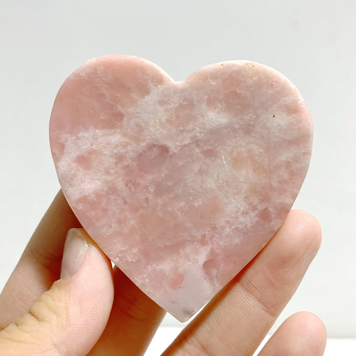 Pink Opal Heart Wing Carving With Stand