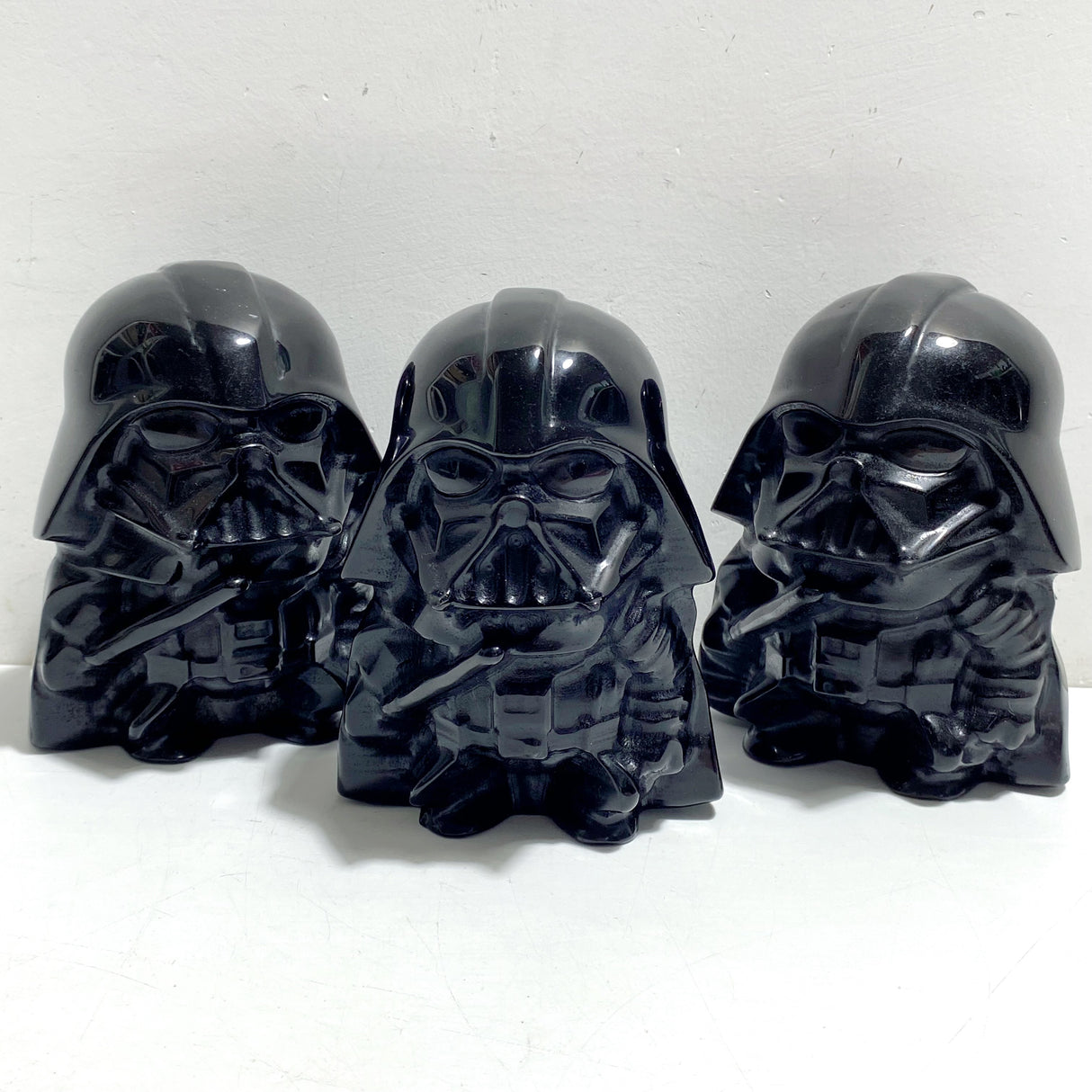3 Pieces Large Black Obsidian Darth Vader Carving (Defects)