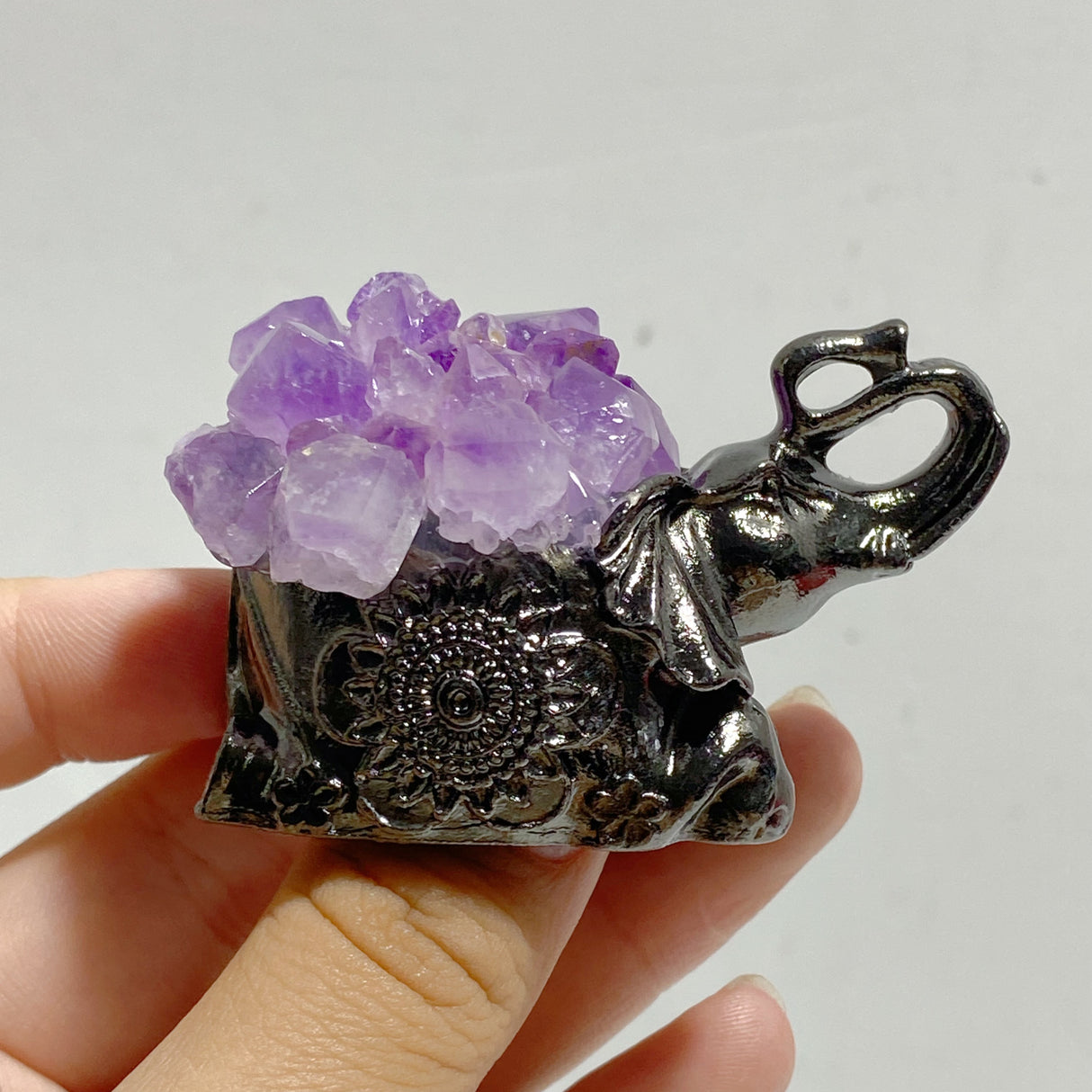 Amethyst Cluster Elephant Home Decorations