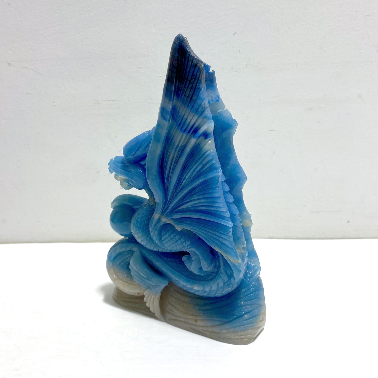 Blue Trolleite Flying Dragon Carving