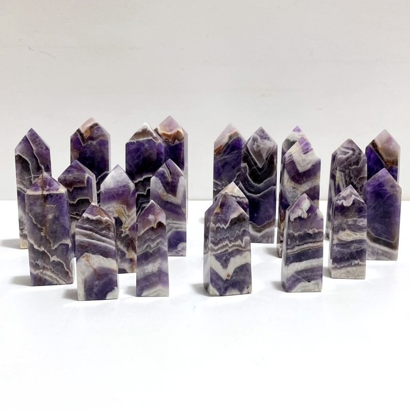 Chevron Amethyst Four - Sided Tower Point Wholesale - Wholesale Crystals