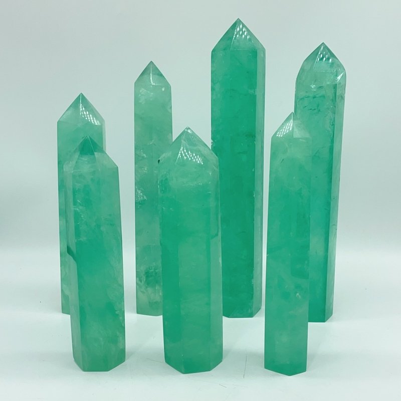 Clear Green Fluorite Tower Points Wholesale 5.5-8.6in(14-22cm) -Wholesale Crystals