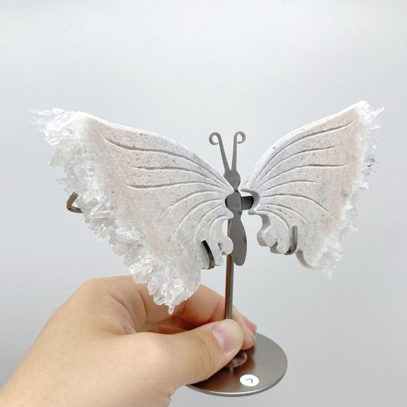 Clear Quartz Cluster Butterfly Wing With Stand Wholesale -Wholesale Crystals