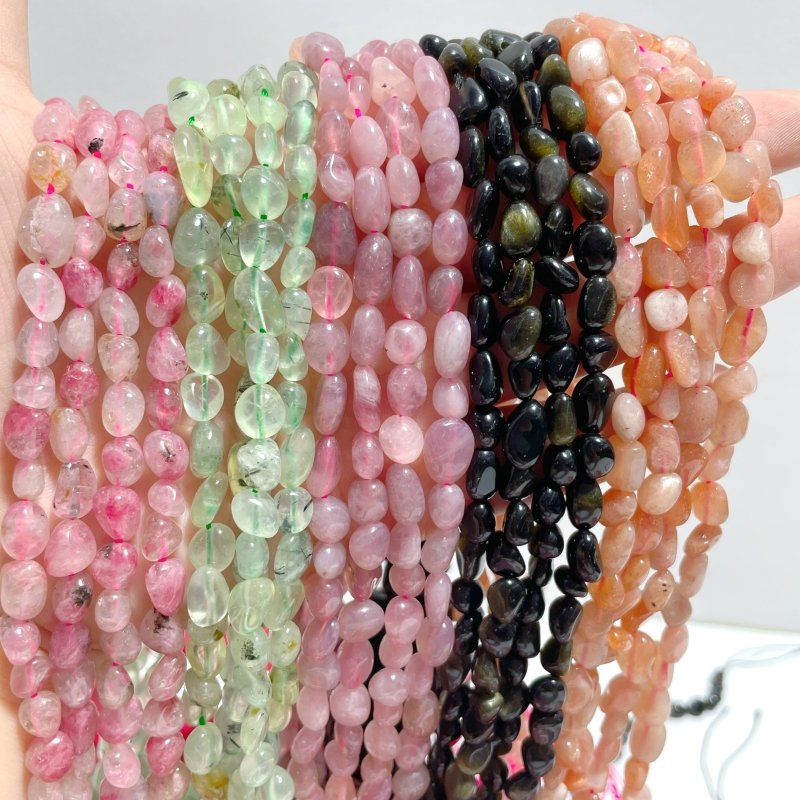 Crystal Stone Free Form DIY Bracelet Sunstone Gold Sheen Obsidian Prehnite - Wholesale Crystals