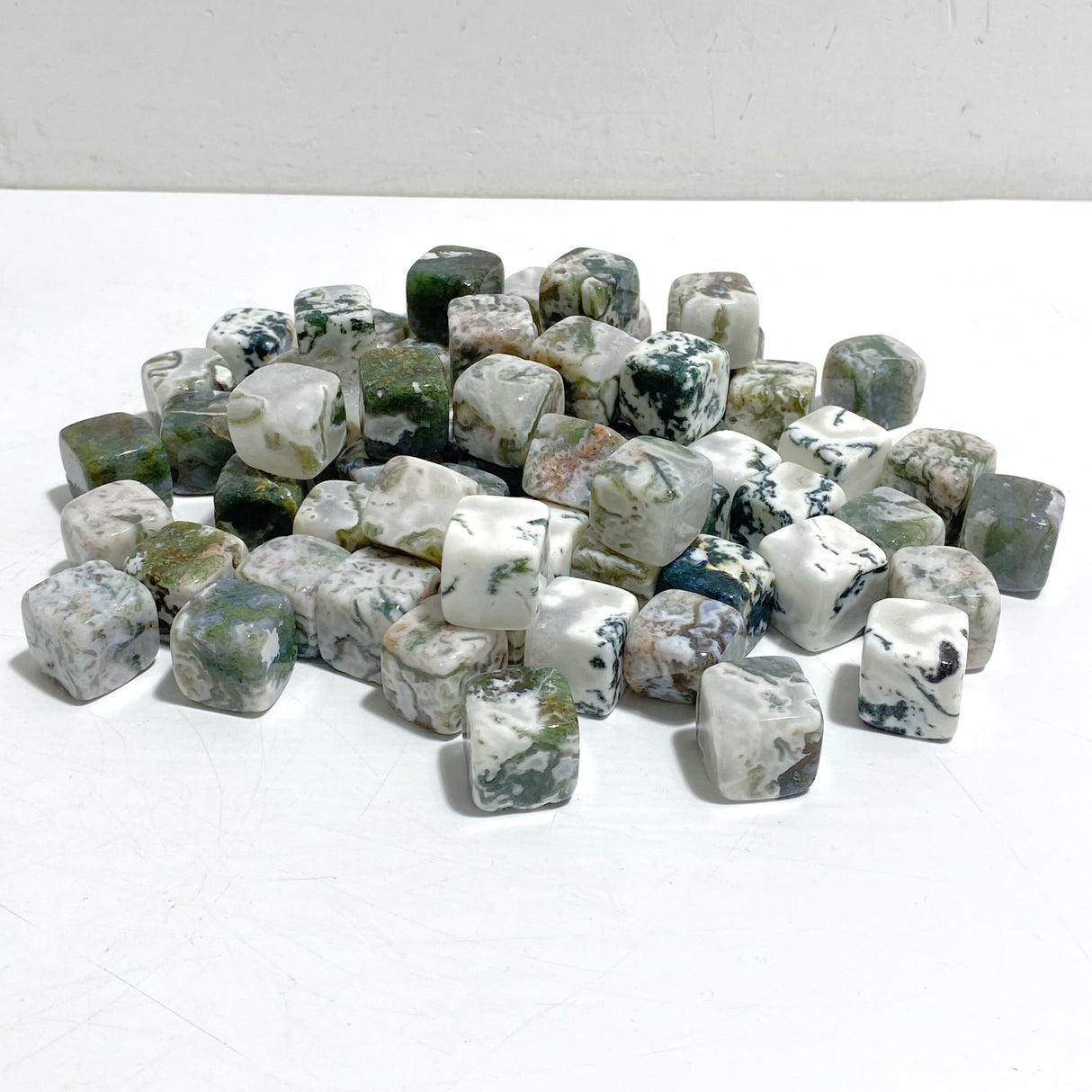 Moss Agate Cube Tumbled Wholesale