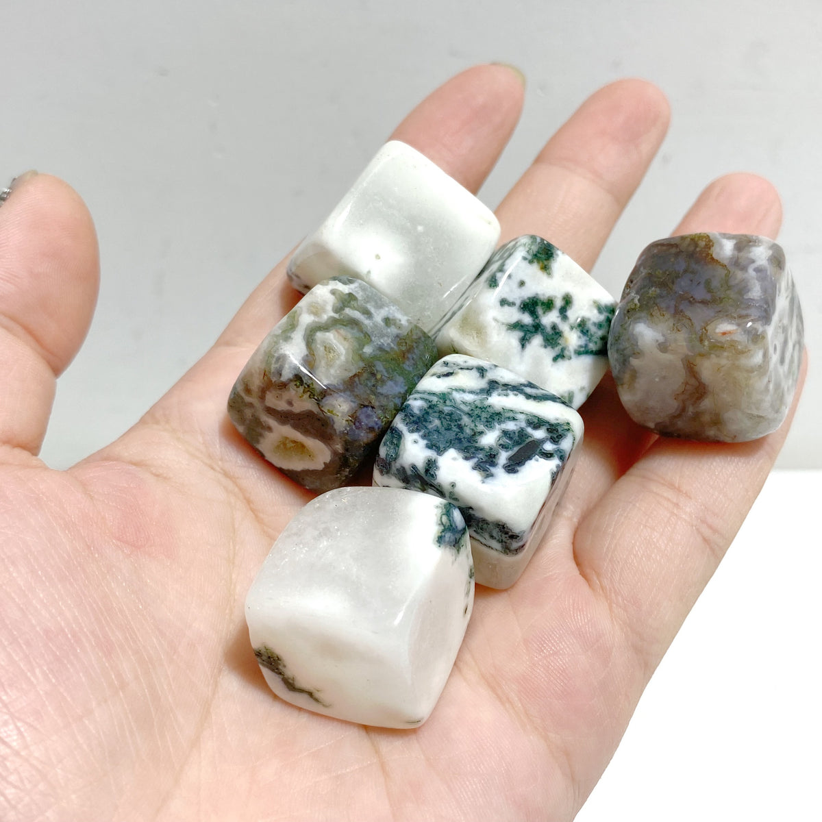 Moss Agate Cube Tumbled Wholesale