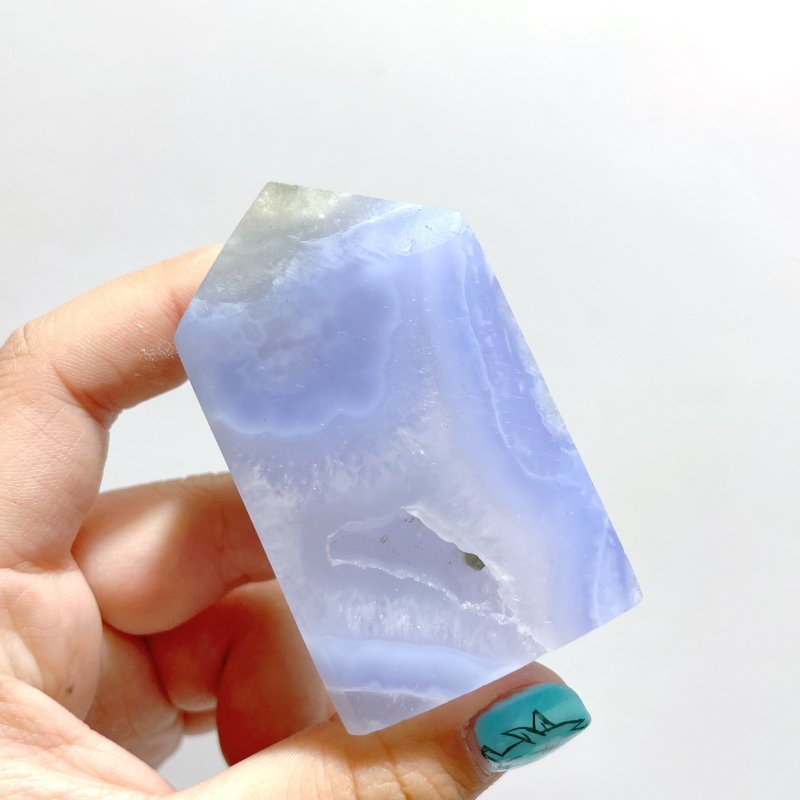 Druzy Blue Chalcedony Four - sided Tower Point Wholesale - Wholesale Crystals