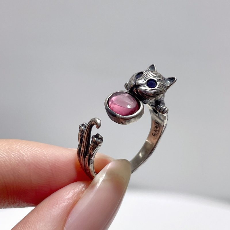 #F2 Silver Rings Cat Shape Wholesale Opal Peridot Garnet Topaz Amethyst Tourmaline Moonstone - Wholesale Crystals