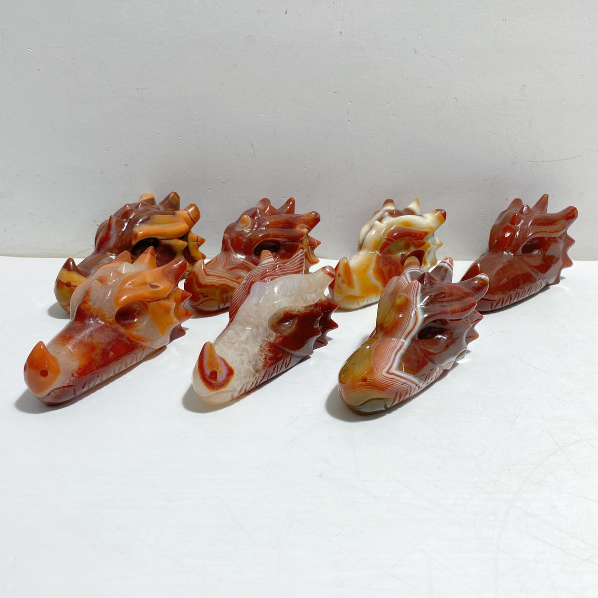 7 Pieces Carnelian Dragon Head Carving