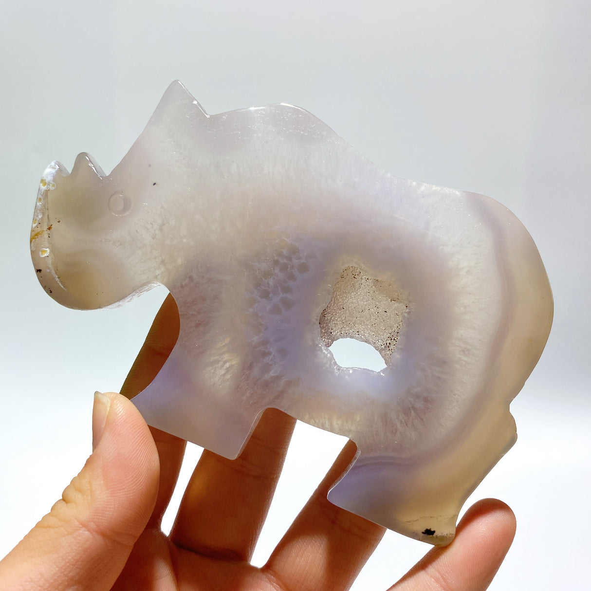 7 Pieces Geode Druzy Agate Rhino Carving