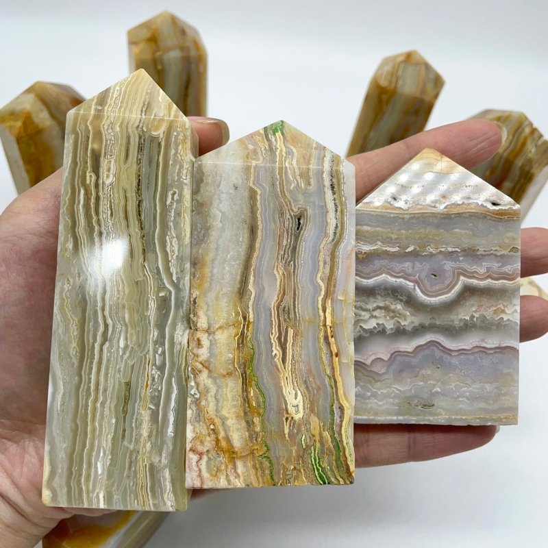 Fat Yellow Agate Four-Sided Tower Points Wholesale -Wholesale Crystals