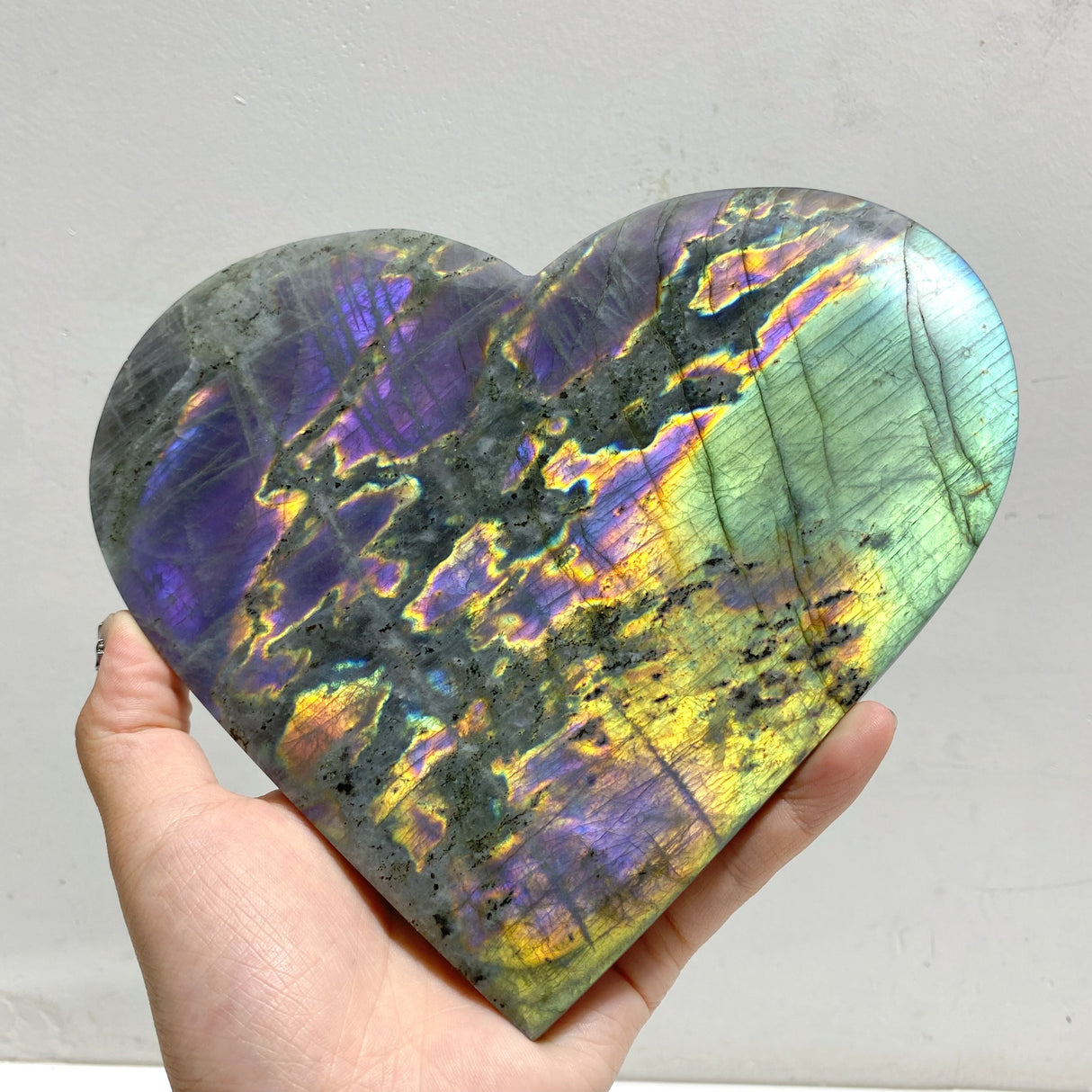 4 Pieces Large Labradorite Heart With Stand