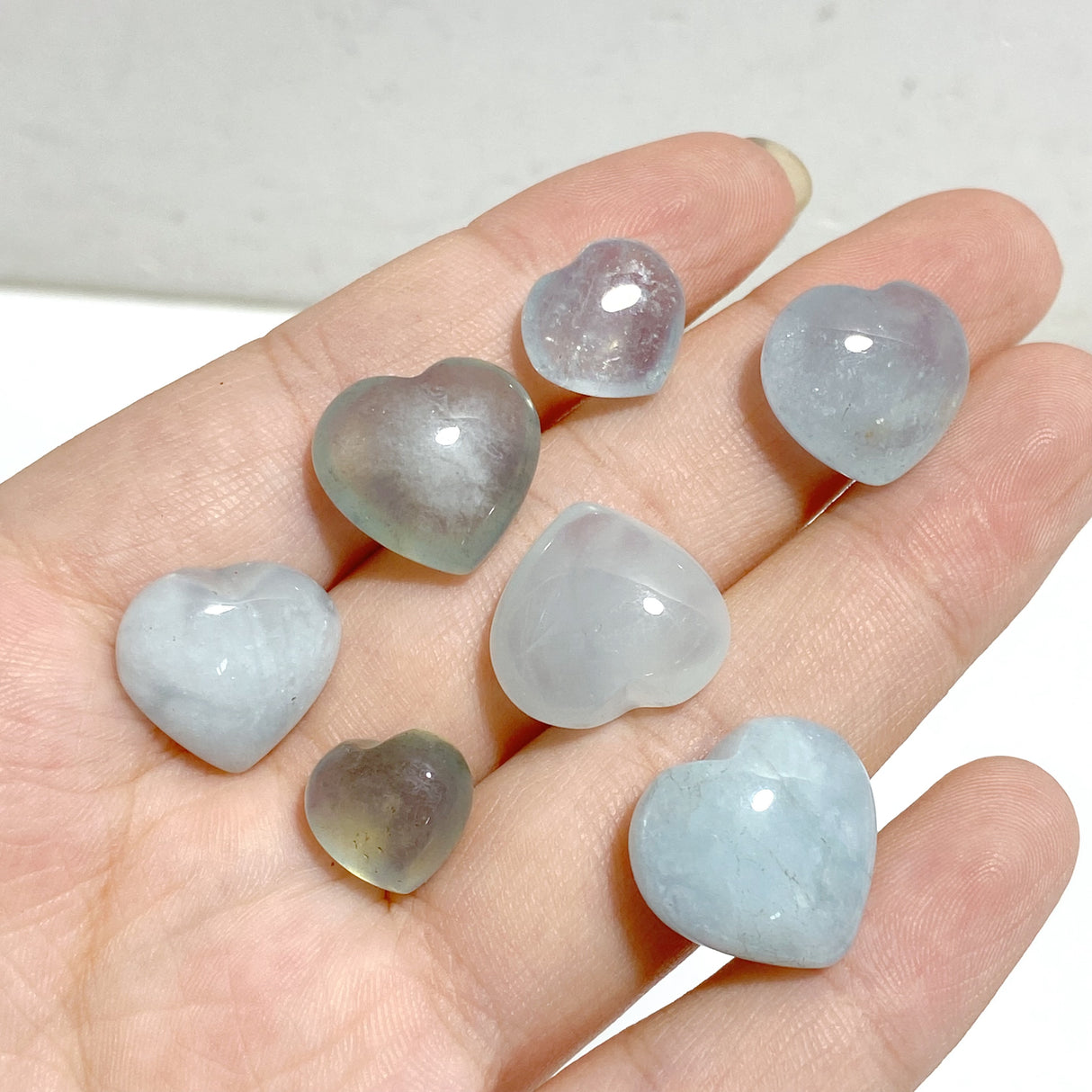 1-2cm Mixed Size Aquamarine Heart Wholesale