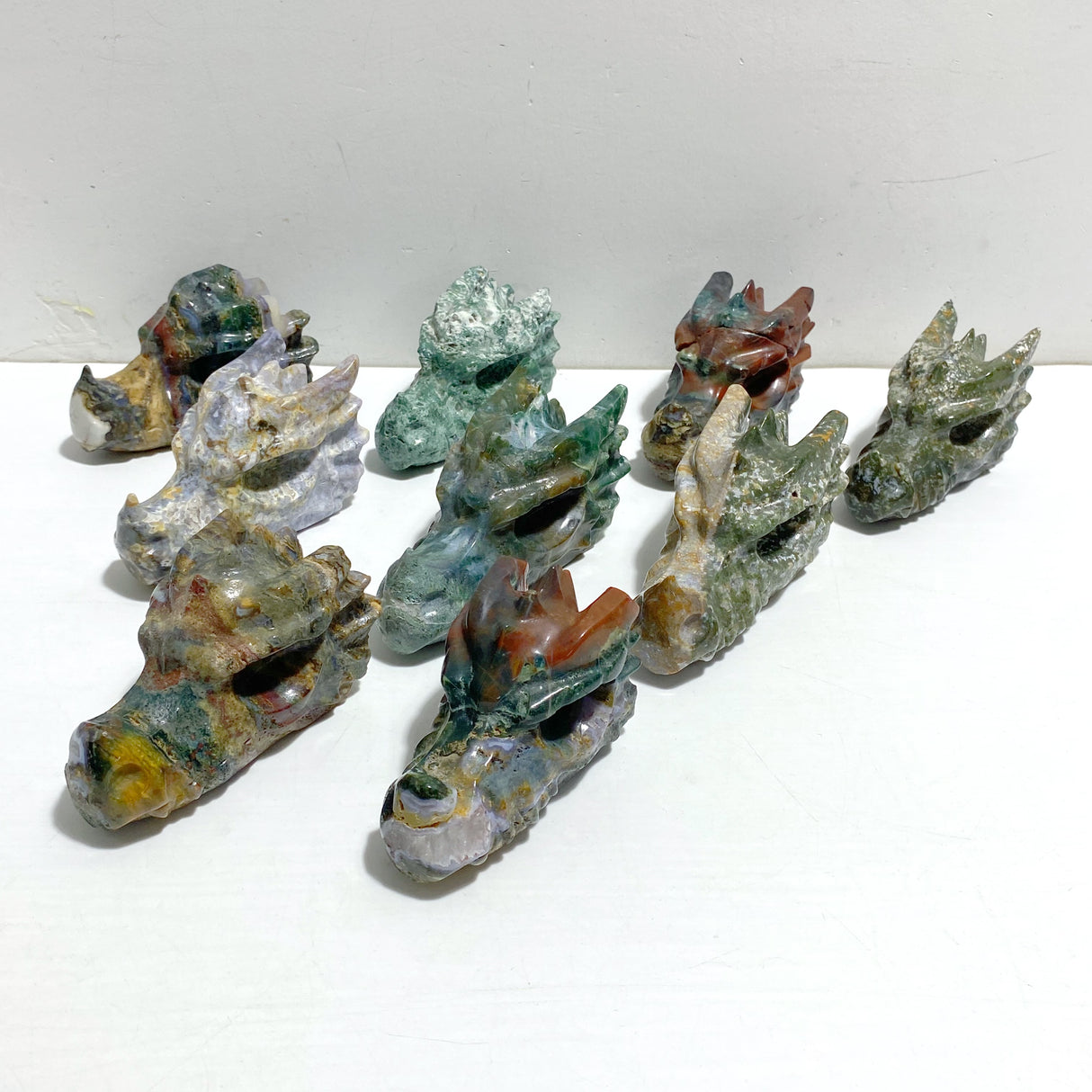 9 Pieces Ocean Jasper Dragon Head Carving Closeout