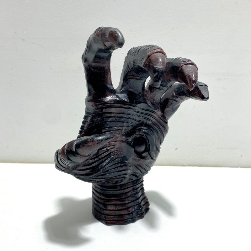 Garnet Mixed Astrophyllite Witchcore Demon Hand Carving - Wholesale Crystals