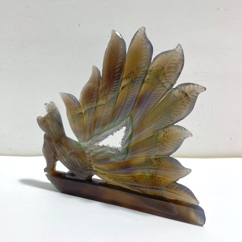 Geode Agate Druzy Nine - tailed Fox Carving 13 - Wholesale Crystals