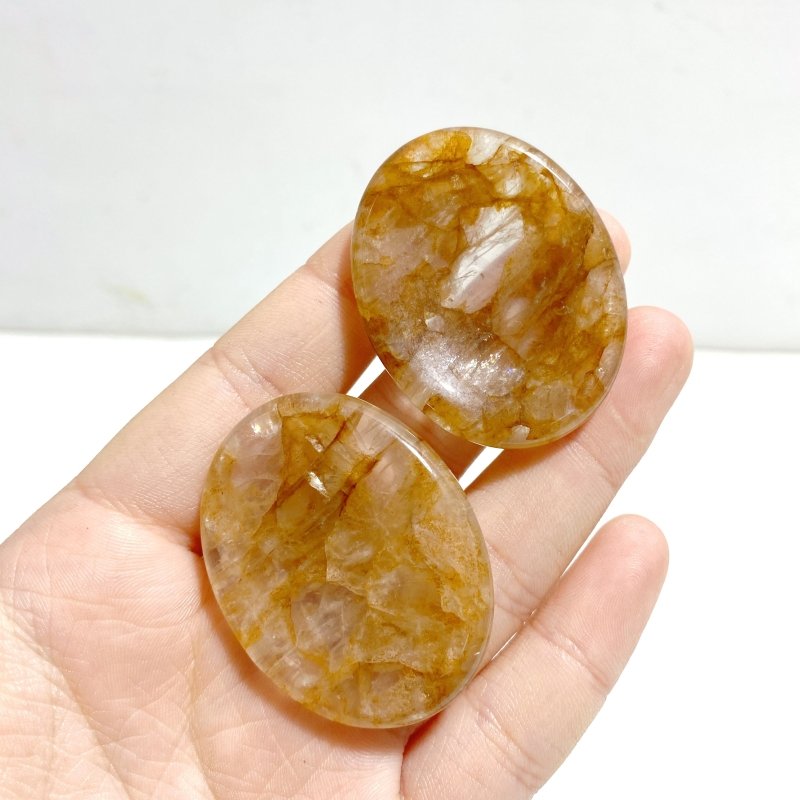 Golden Hematoid Quartz Fire Quartz Worry Stone Wholesale - Wholesale Crystals
