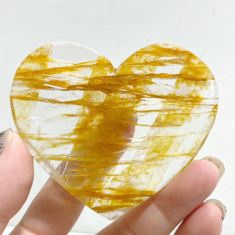 Golden Hematoid Quartz Heart Wing Carving With Stand Fire Quartz -Wholesale Crystals