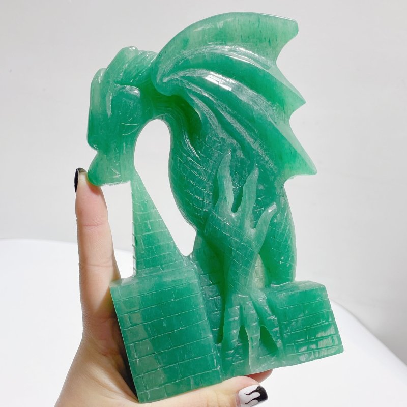 Green Aventurine Dragon Castle Carving - Wholesale Crystals