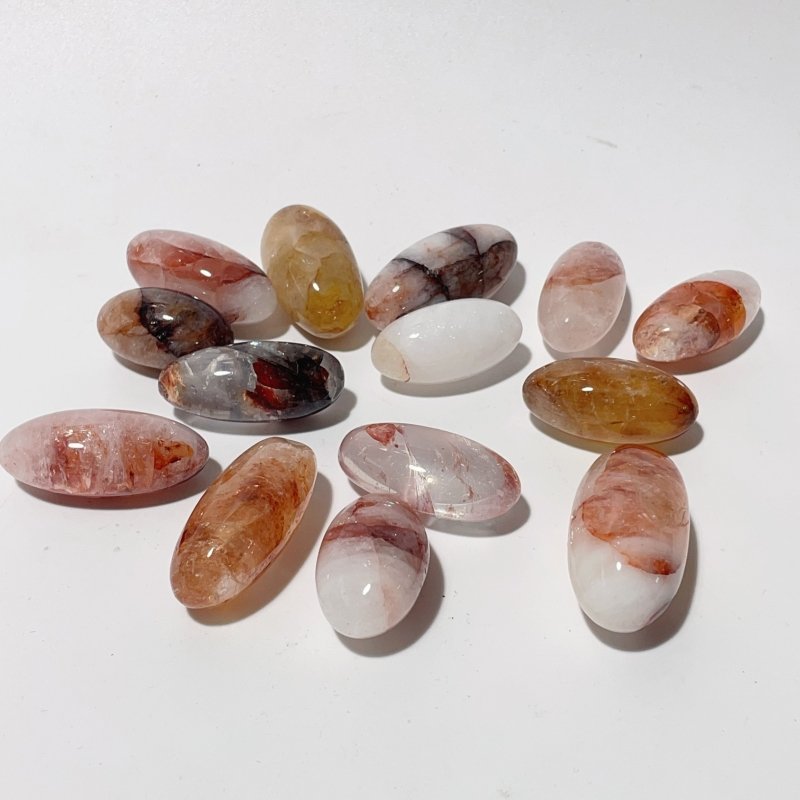 Hematoid Quartz Long Tumbled Bullet Shape Fire Quartz Wholesale - Wholesale Crystals