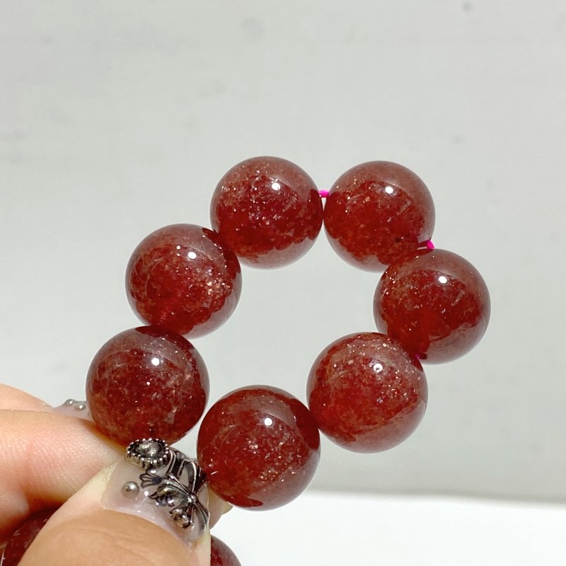 High Grade 15mm Spark Strawberry Quartz Bracelet -Wholesale Crystals