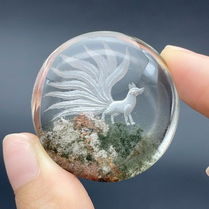 High Grade Super Clear Nine-tailed Fox Garden Quartz Inner Scene Carving(HGUD05) -Wholesale Crystals