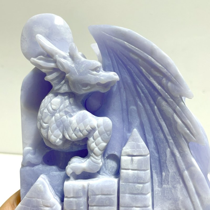High Quality Blue Lace Agate Flying Dragon Castle Carving - Wholesale Crystals