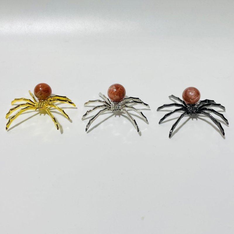 High Quality Sunstone Crystal Sphere Spider Ornament Handmade Alloy Spider Wholesale -Wholesale Crystals