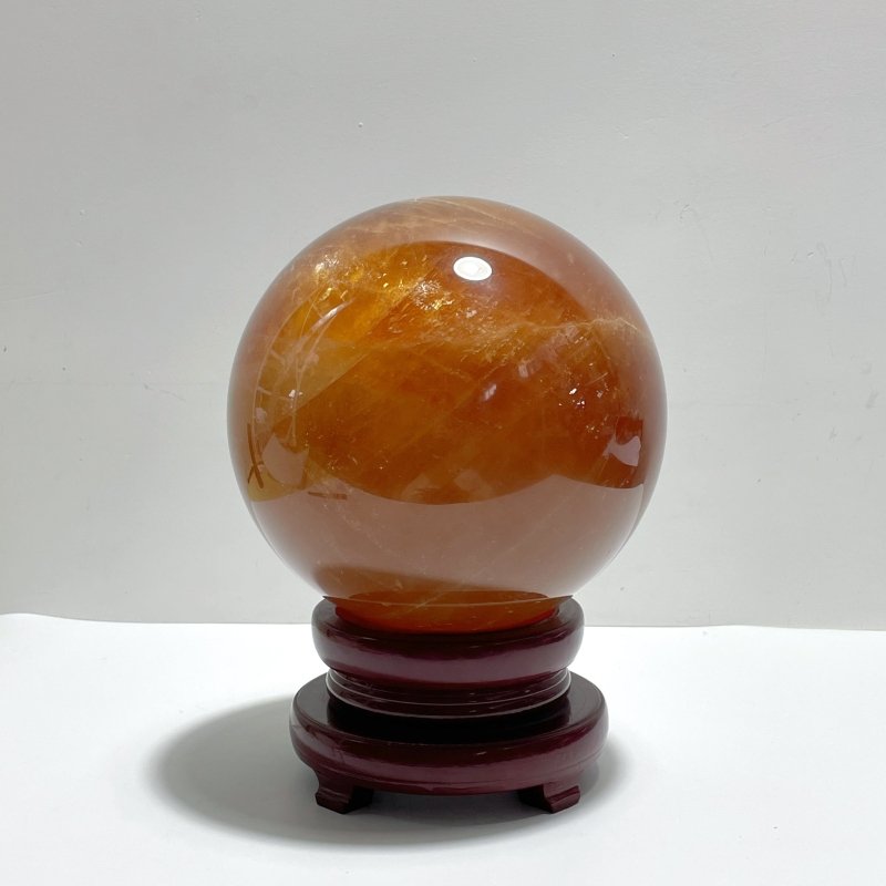 Large 22.2cm Yellow Calcite Flash Sphere Ball With Rainbow - Wholesale Crystals