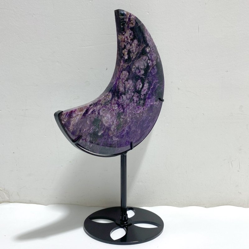 Large Charoite Moon Carving With Stand 4 -Wholesale Crystals