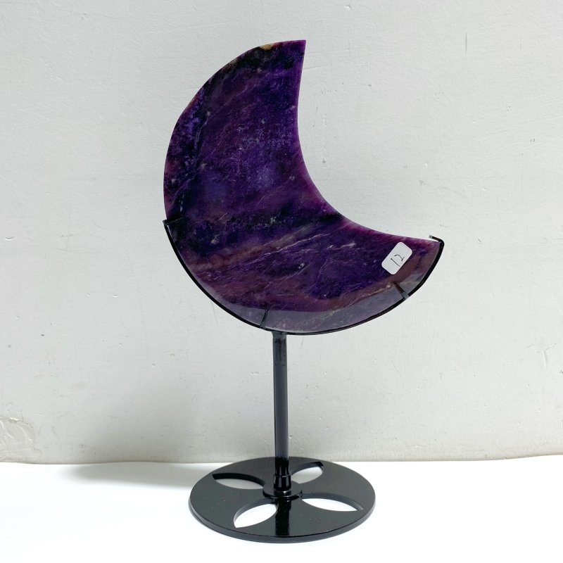 Large Charoite Moon Carving With Stand -Wholesale Crystals