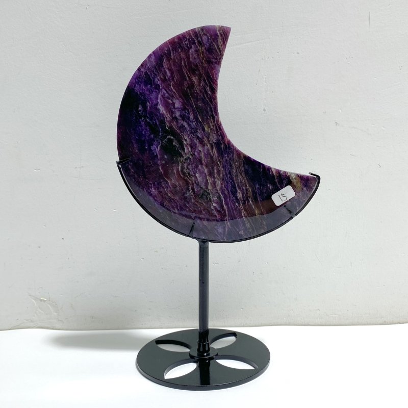 Large Charoite Moon Carving With Stand -Wholesale Crystals