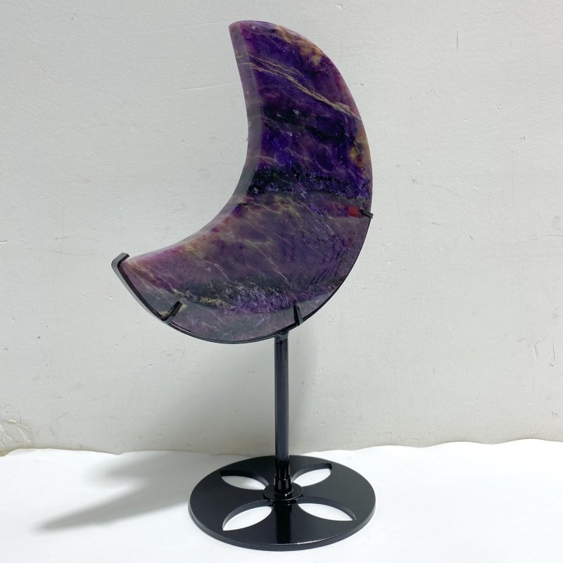Large Charoite Moon Carving With Stand 6 -Wholesale Crystals