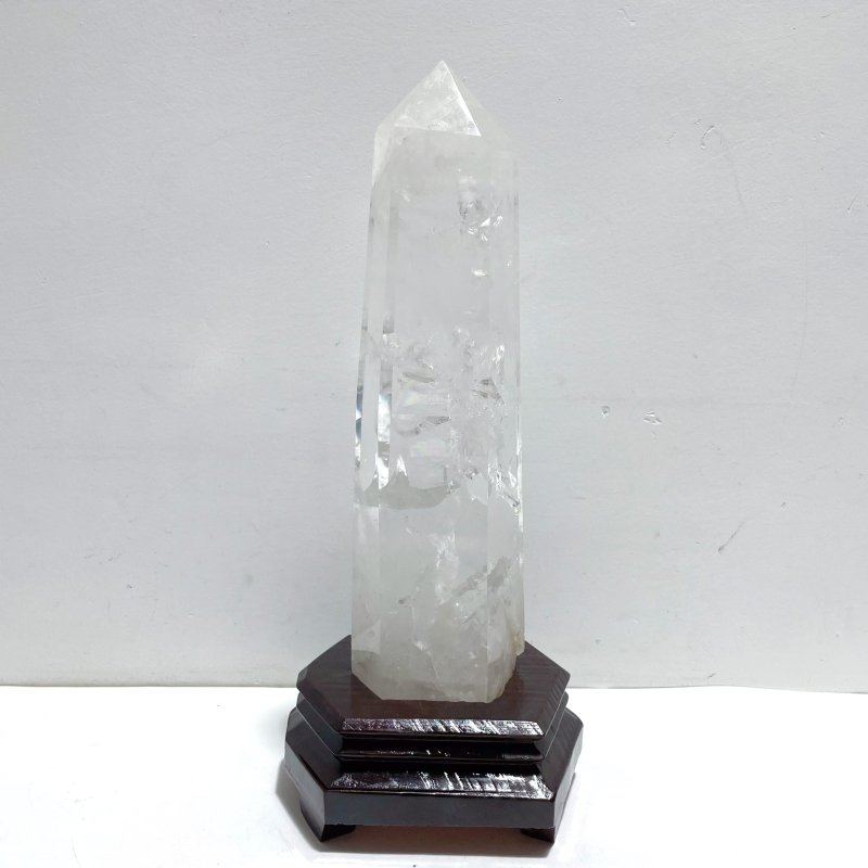 Large Clear Quartz Tower Point With Stand With Rainbow - Wholesale Crystals
