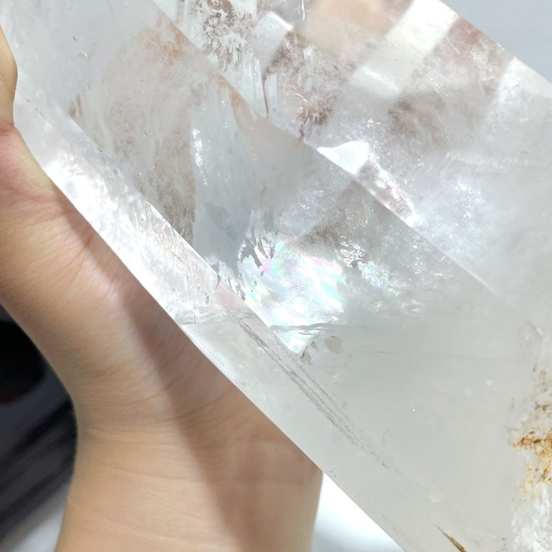 Large Clear Quartz Tower Point With Stand With Rainbow - Wholesale Crystals