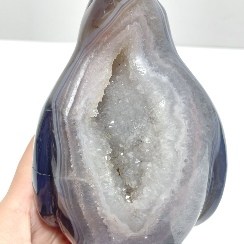 Large Druzy Geode Agate Penguin Carving(Natural Crack) - Wholesale Crystals